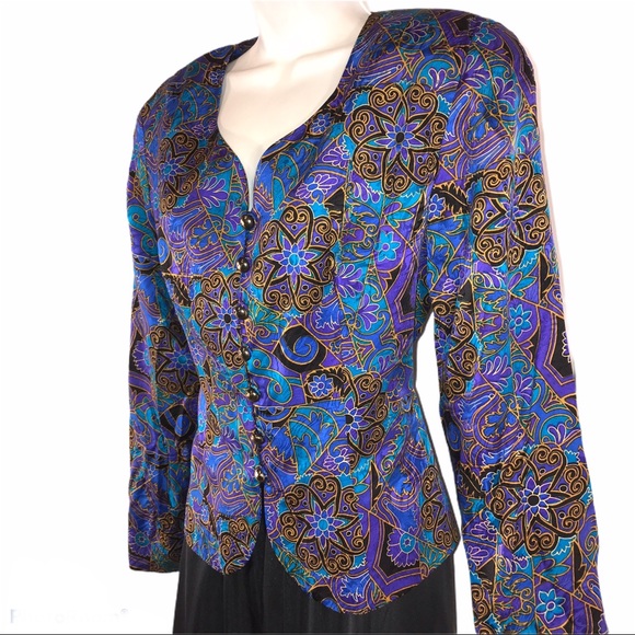 FABULOUS Vintage Silk Studio 1990s Blazer, Size 12 - Picture 4 of 10